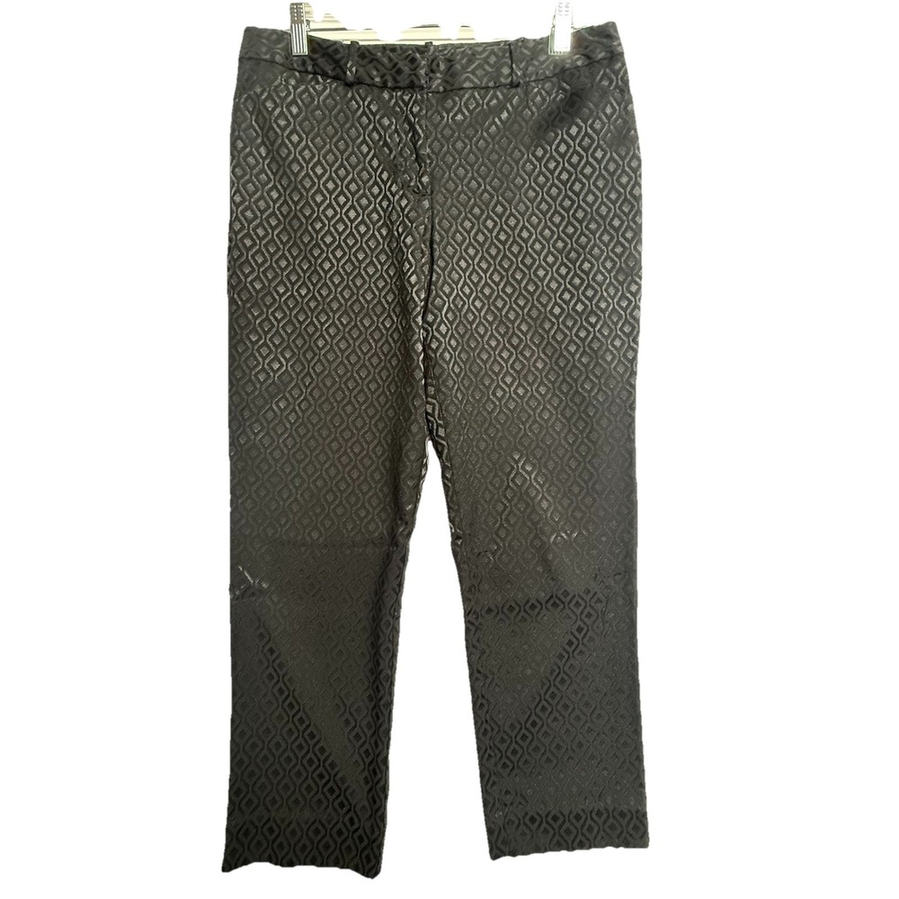 Worthington Slim Fit Pants 10 Black Jacquard Ankle Dress Career